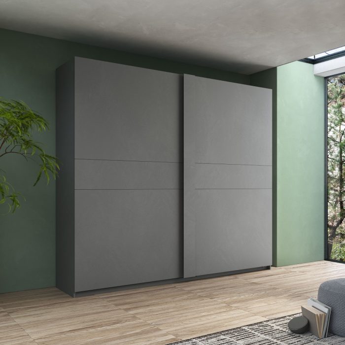 Armadio JUPITER con 2 ante scorrevoli, dimensioni 220x240x59 cm, design moderno