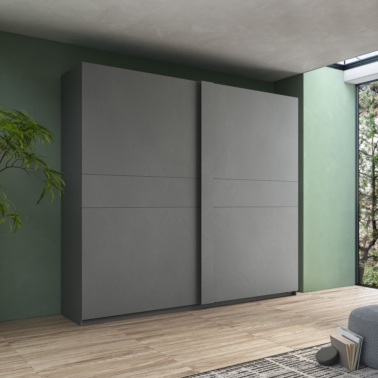 Armadio JUPITER con 2 ante scorrevoli, dimensioni 220x240x59 cm, design moderno