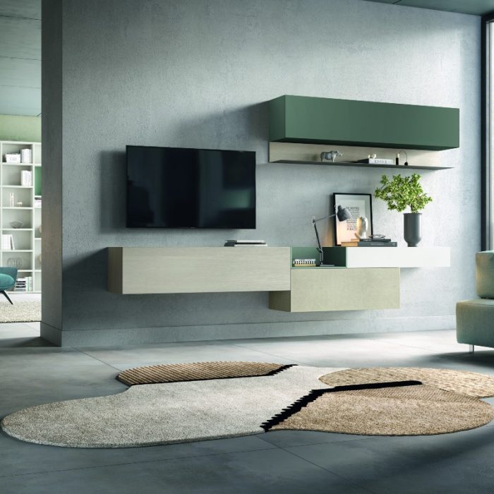 Parete soggiorno BLOCK moderna lunga 313 cm