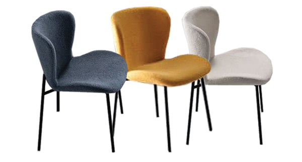 Sedia ABRAM imbottita in tessuto bouclé