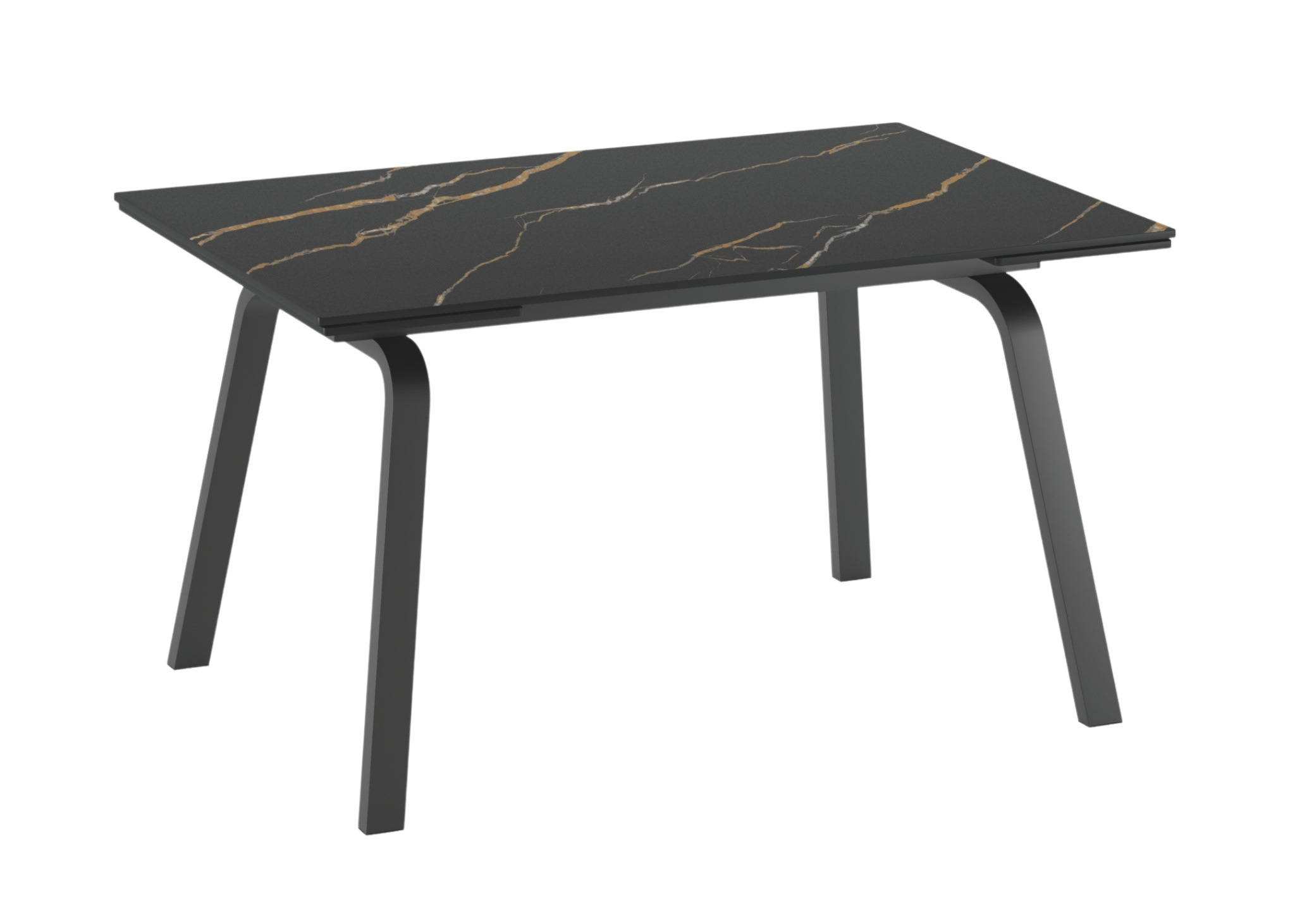 Tavolo Eclisse allungabile con top in ceramica marmo grigio opaco e gambe in metallo verniciato