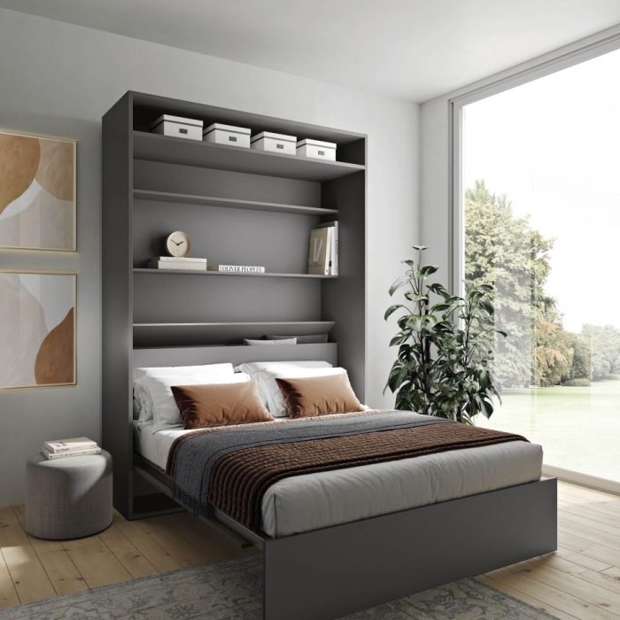 Letto a scomparsa matrimoniale Vela aperto