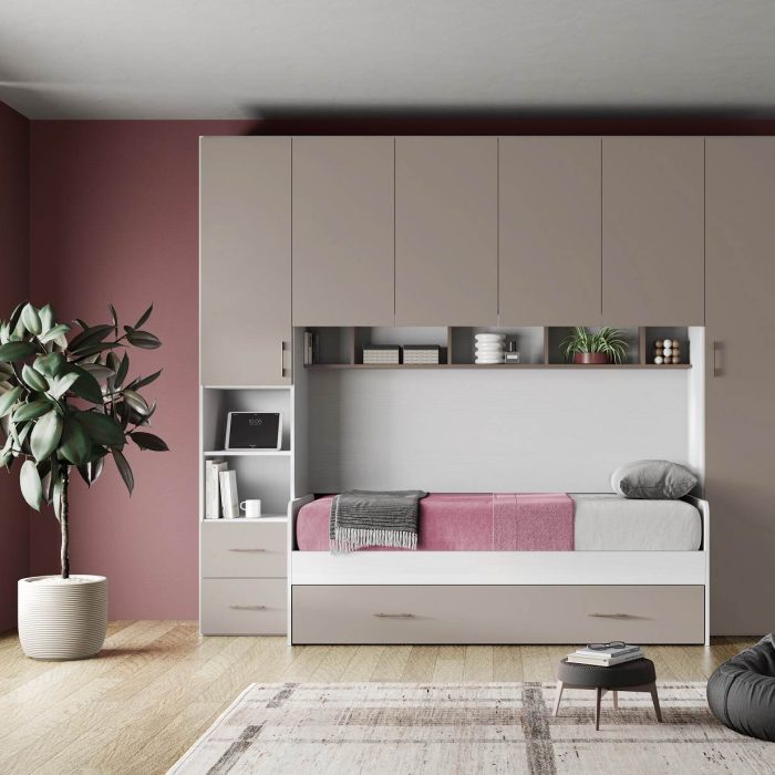 Cameretta a ponte Oasi con letto estraibile e mensola sottoponte