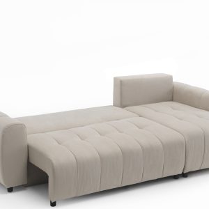 Divano letto Brendon con chaise longue reversibile aperta