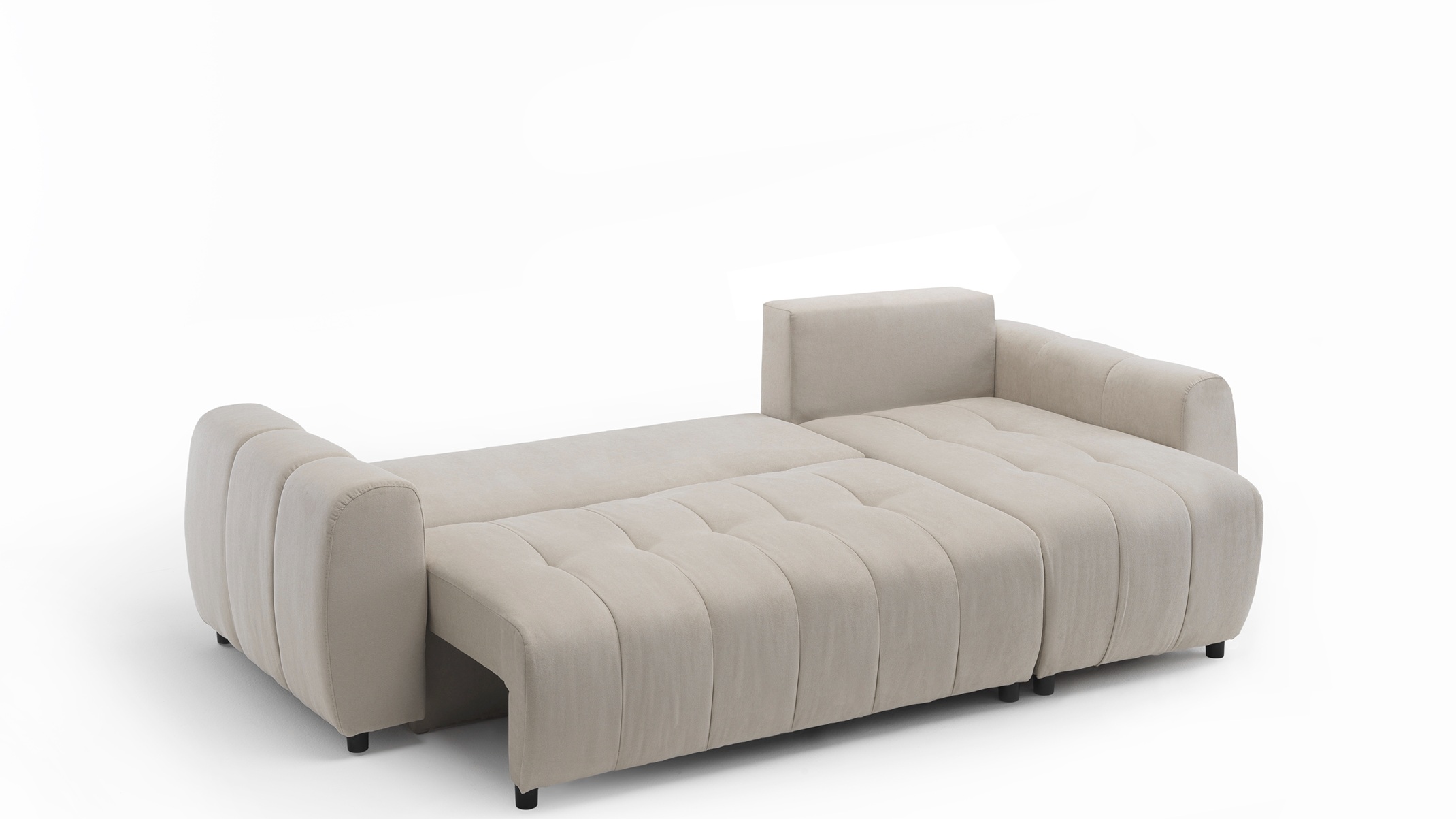 Divano letto Brendon con chaise longue reversibile aperta
