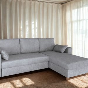 Divano letto Robin con penisola reversibile e panchetta estraibile