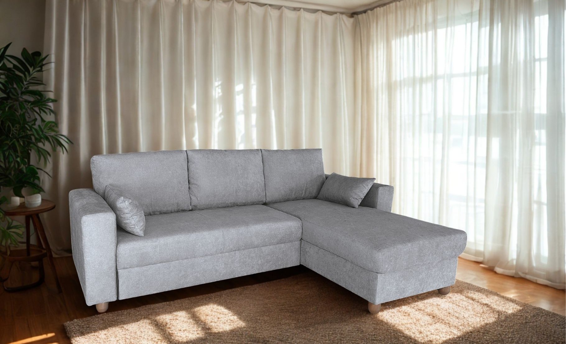 Divano letto Robin con penisola reversibile e panchetta estraibile