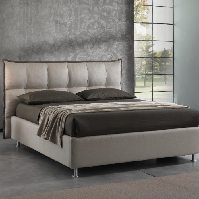 Letto matrimoniale Celine con contenitore e testiera trapuntata