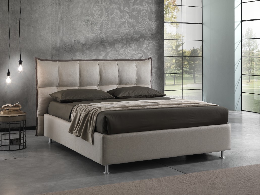 Letto matrimoniale Celine con contenitore e testiera trapuntata