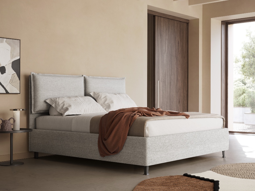 Letto con contenitore Loto imbottito