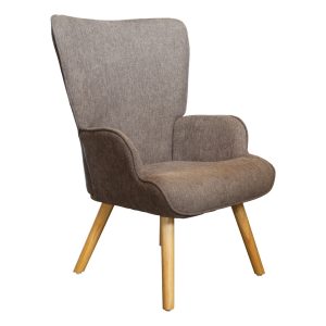 Poltrona Margot in tessuto visone con gambe naturali