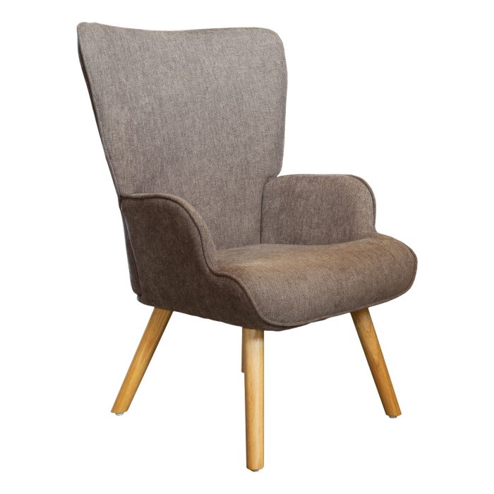 Poltrona Margot in tessuto visone con gambe naturali