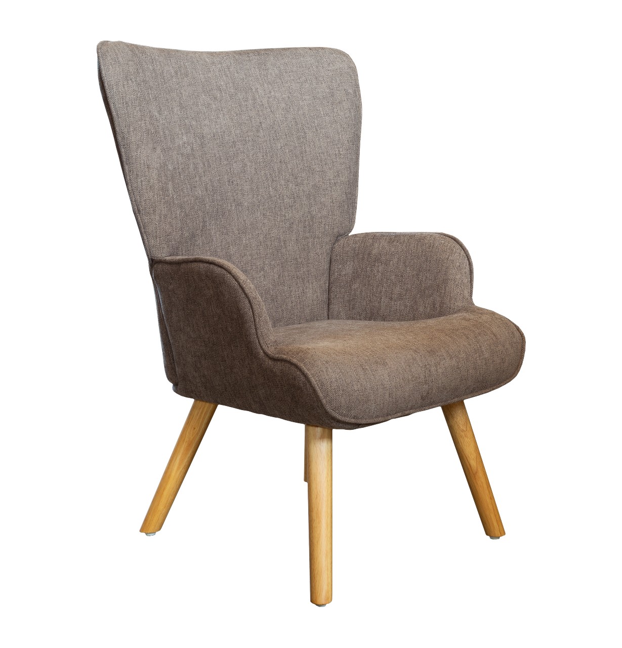 poltrona margot visone Poltrona Margot in tessuto visone con gambe naturali