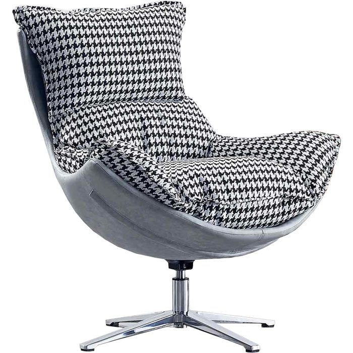Poltroncina Taylor girevole gambe in acciaio tessuto pied de poule