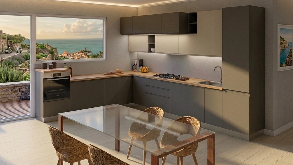 Cucina Kora angolare 421x301 cm completa di elettrodomestici